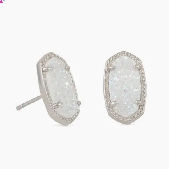 Kendra Scott Silver Elisa Iridescent Drusy Studs - Picture 6 of 7